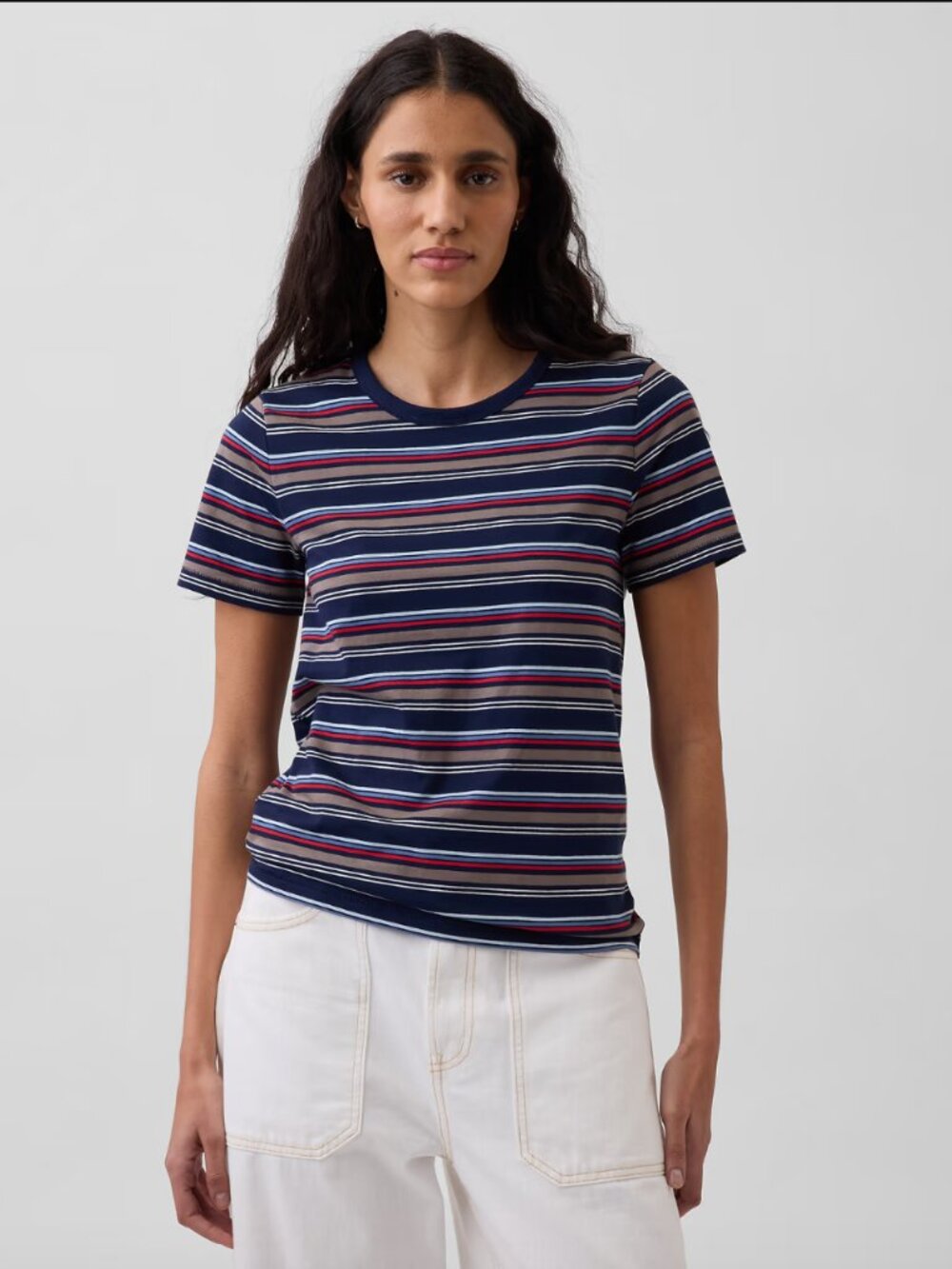GAP Organic Cotton VintageSoft T-Shirt - Sz S - Blue Navy Stripe